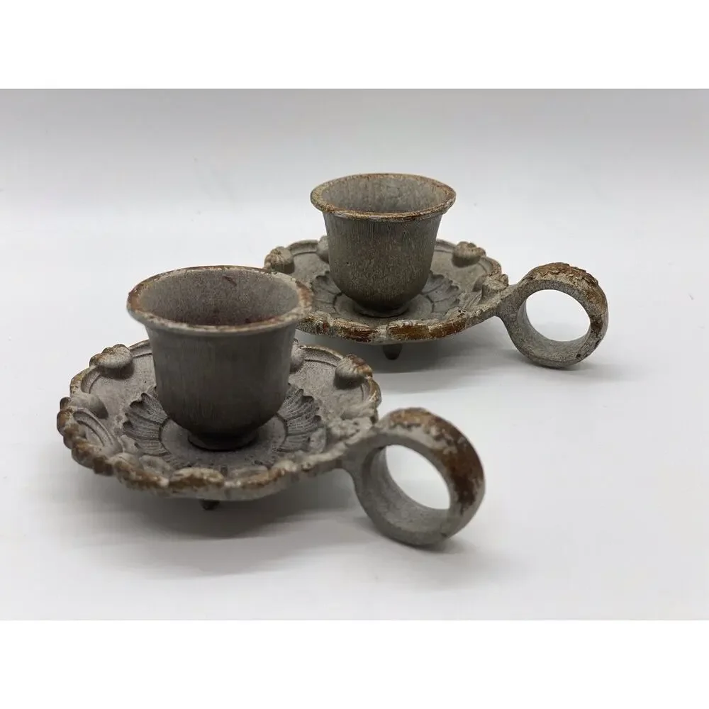 Vintage Candlestick Holders-Set Of 2 Approx 3.5”x 2.5”x 1”